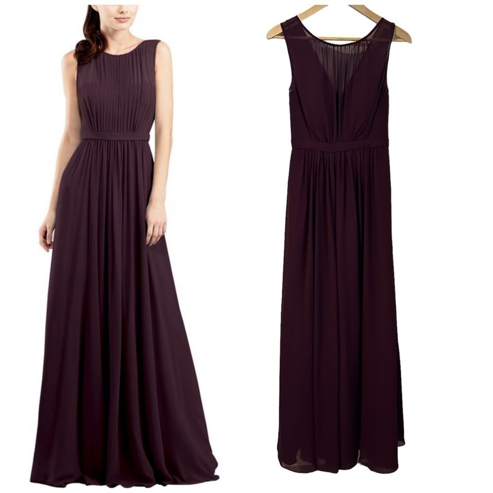 Bill Levkoff Burgundy Maxi Bridesmaids Dress Size 2